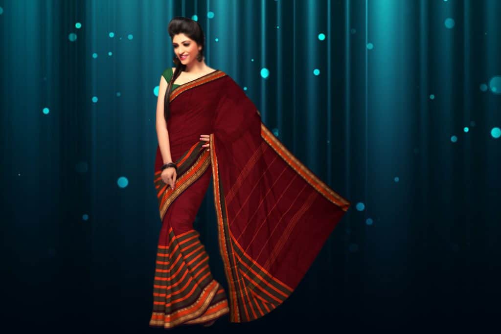 maroon saree with gold border