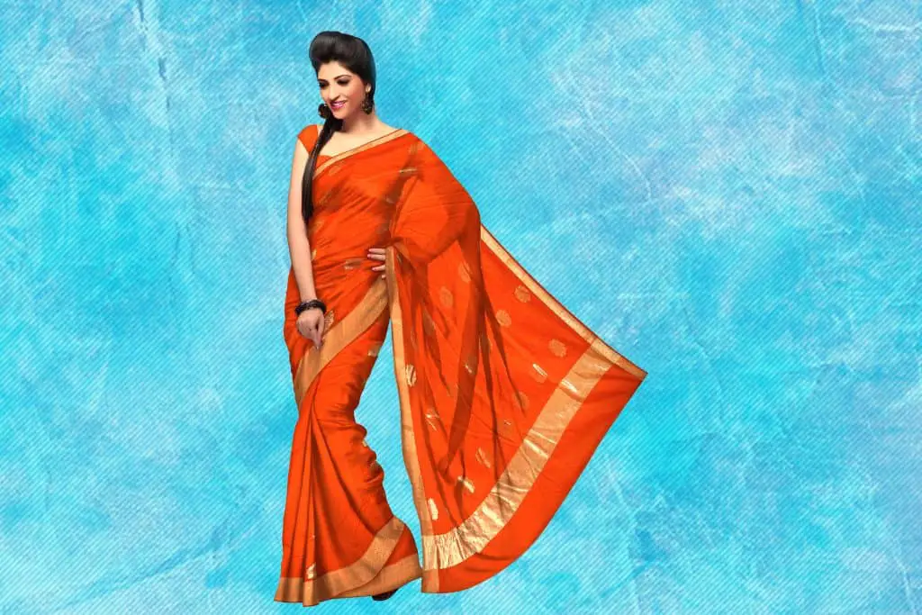 plain orange saree