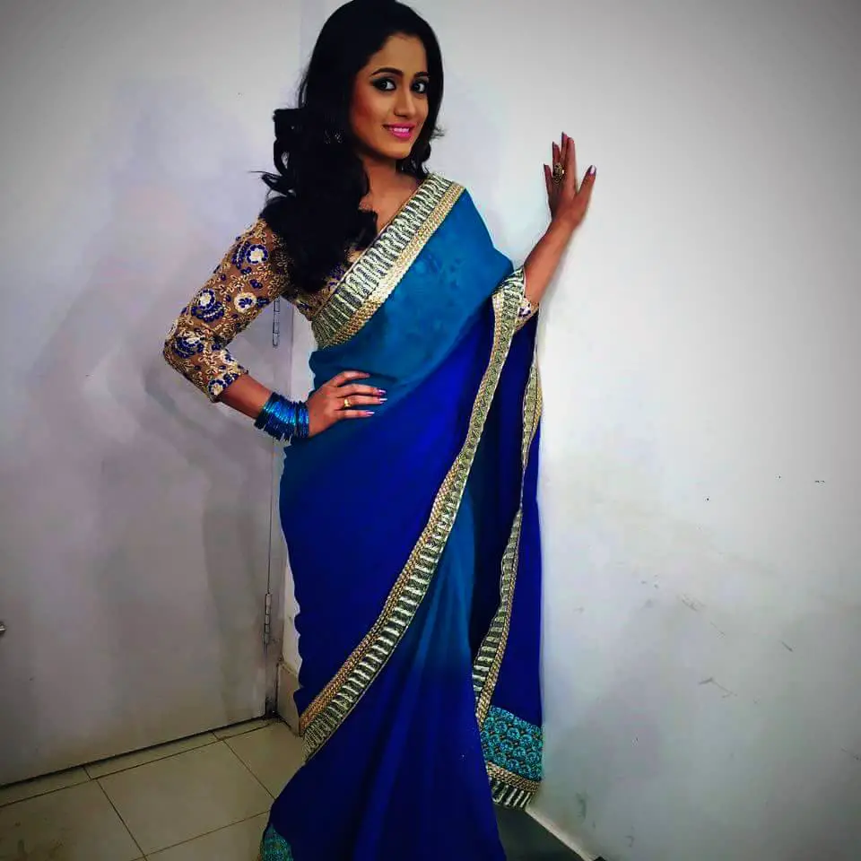 royal blue saree with silver border