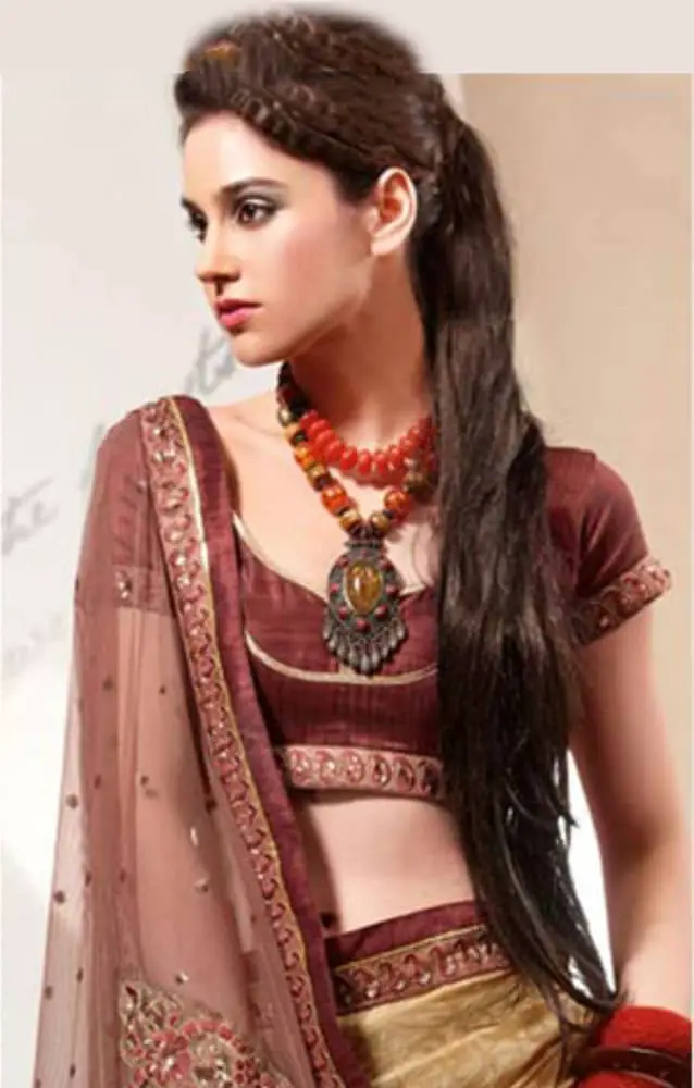 Messy Side Braid Hairstyle with Sarees