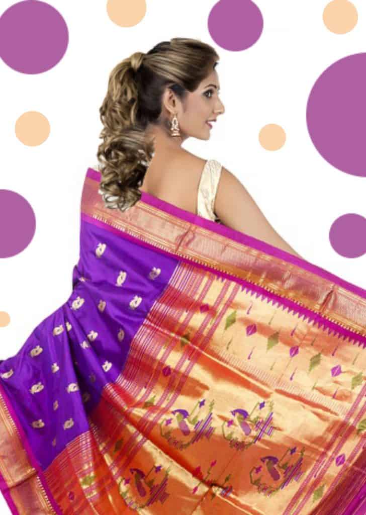 Front Puff Ponytails with Sarees