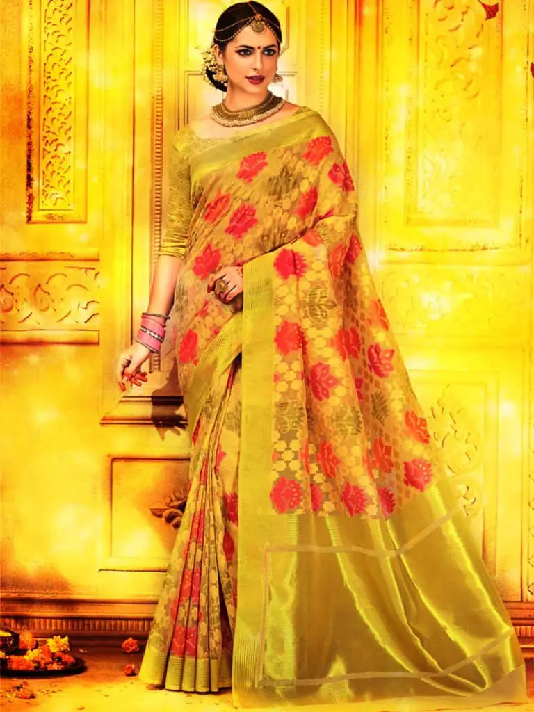 Golden Kanchipuram Saree