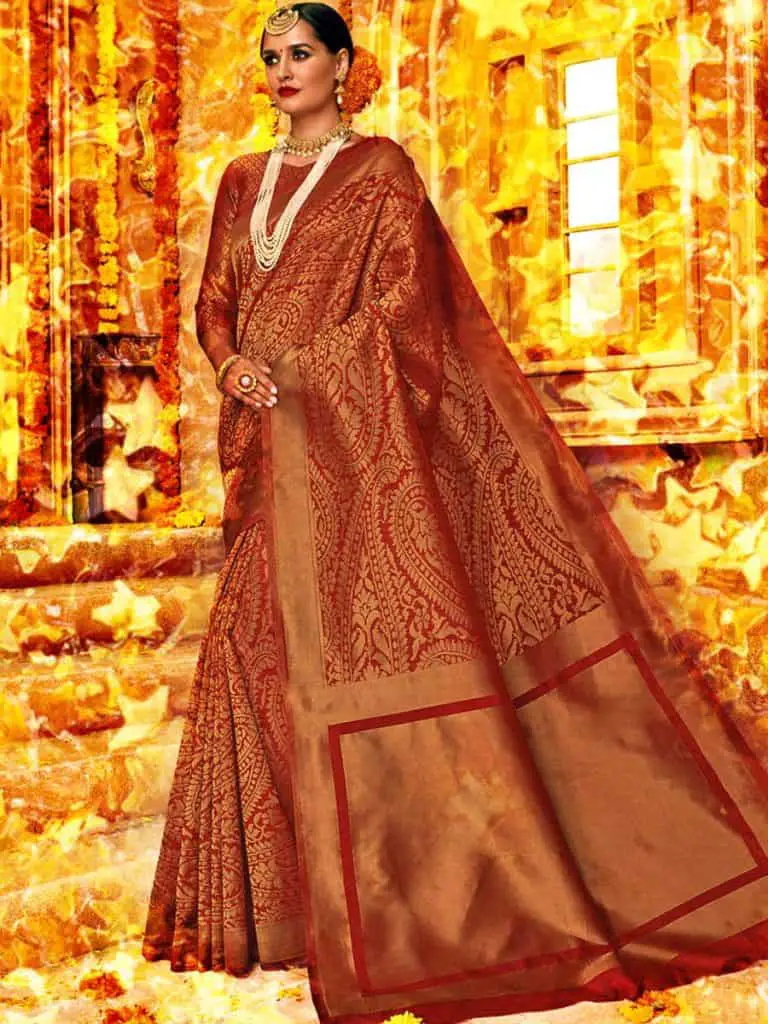 Chennai Silk with Swarovski Crystals