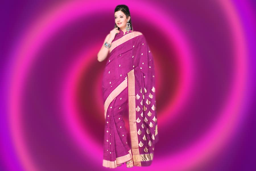 Pink Brocade Saree