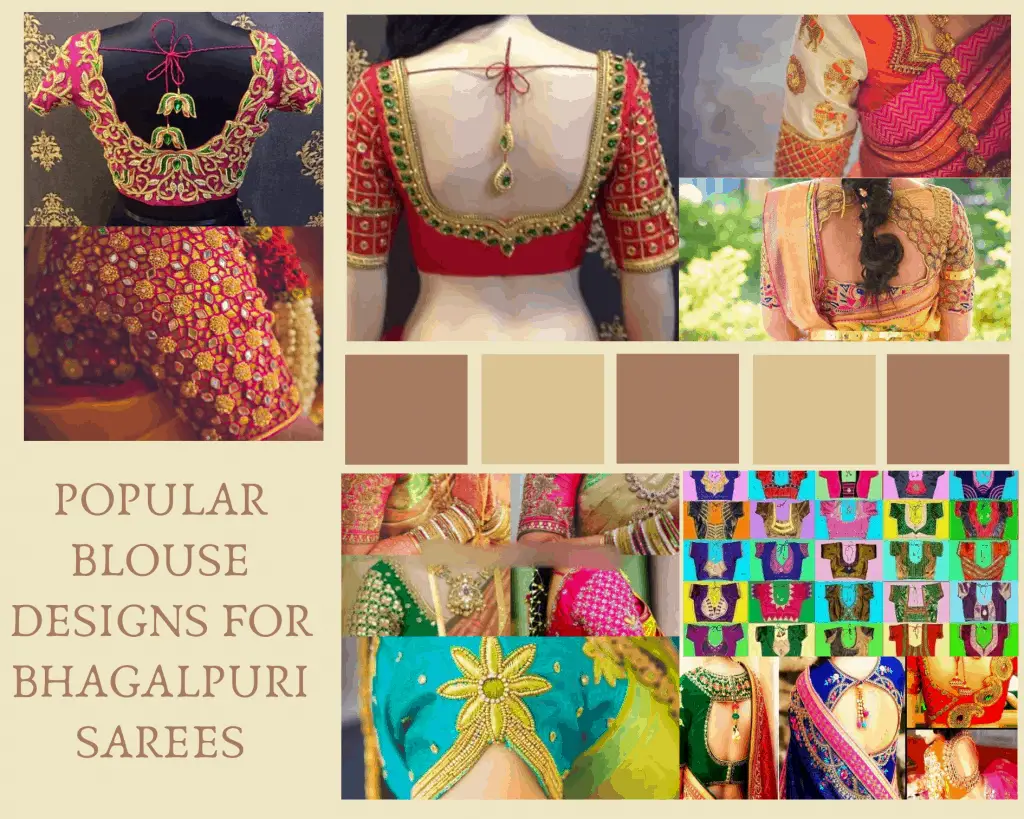 POPULAR BLOUSE DESIGNS FOR BHAGALPURI SAREES