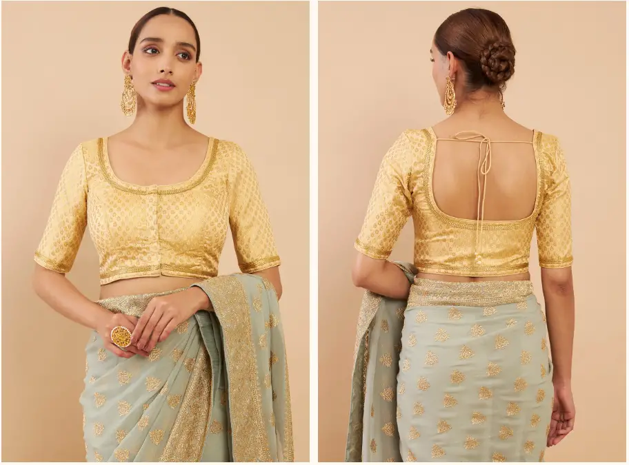 1.  Gold or silver brocade blouse